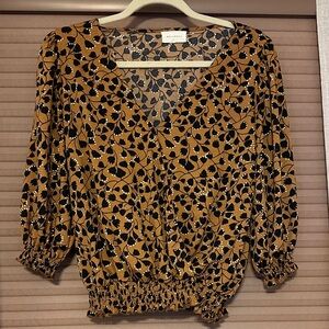 Stylish Mustard and Black Floral Blouse